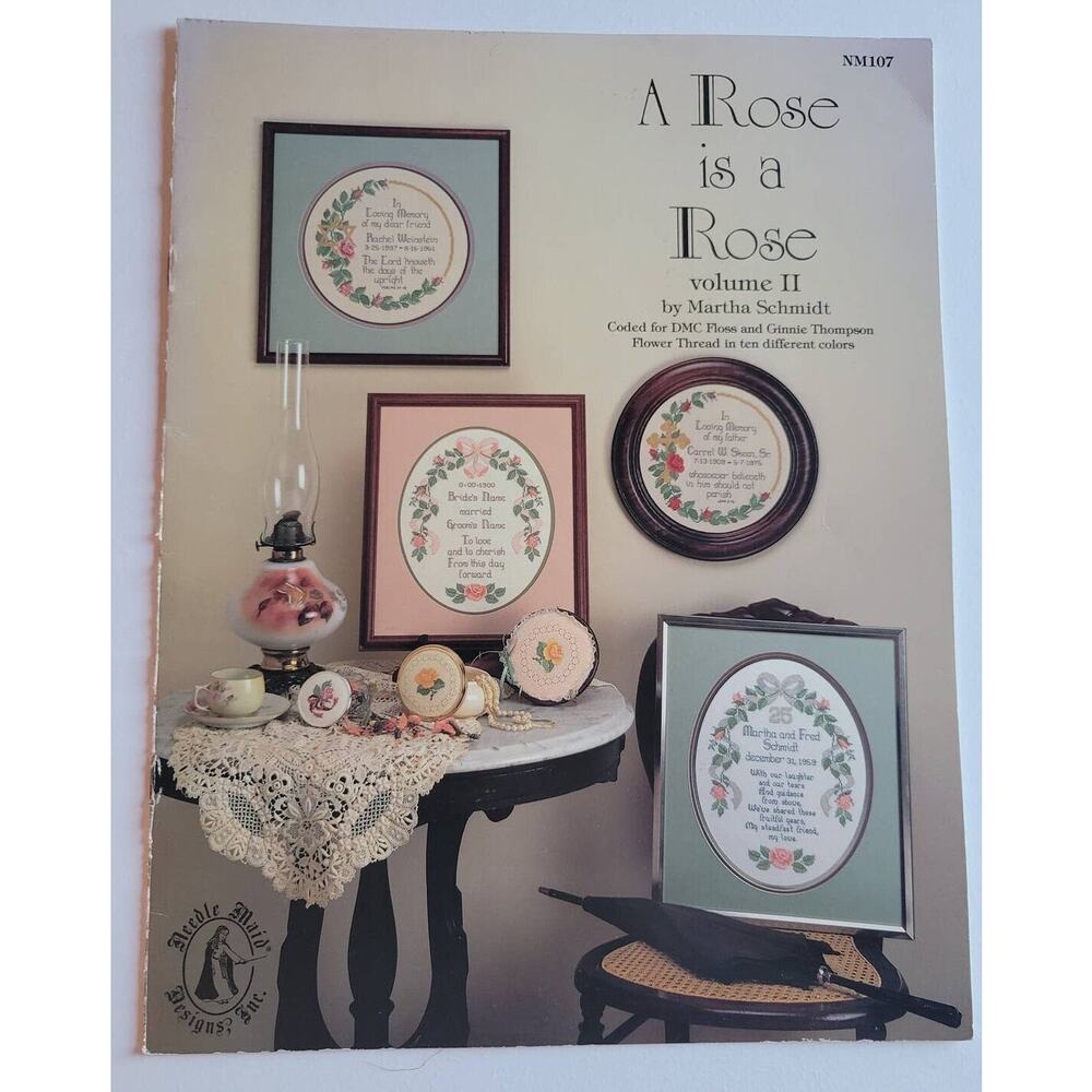 Cross Stitch Pattern Sampler Booklet by Martha Schmidt 1988 A Rose is a Rose